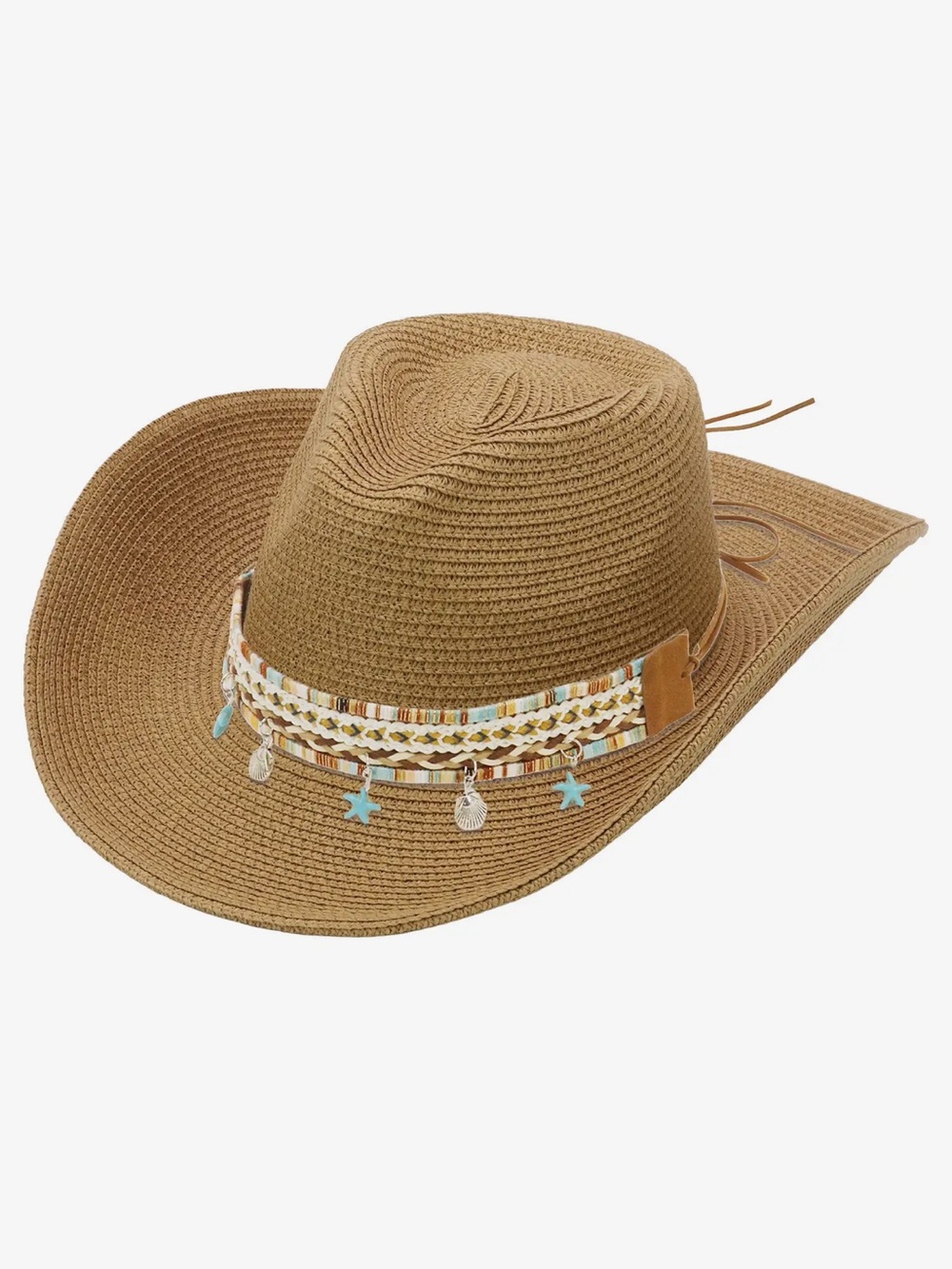 Blue boho tassels  Tribal cowboy hat